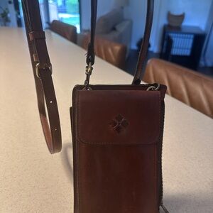 Patricia Nash Brown Leather Crossbody Bag phone holder